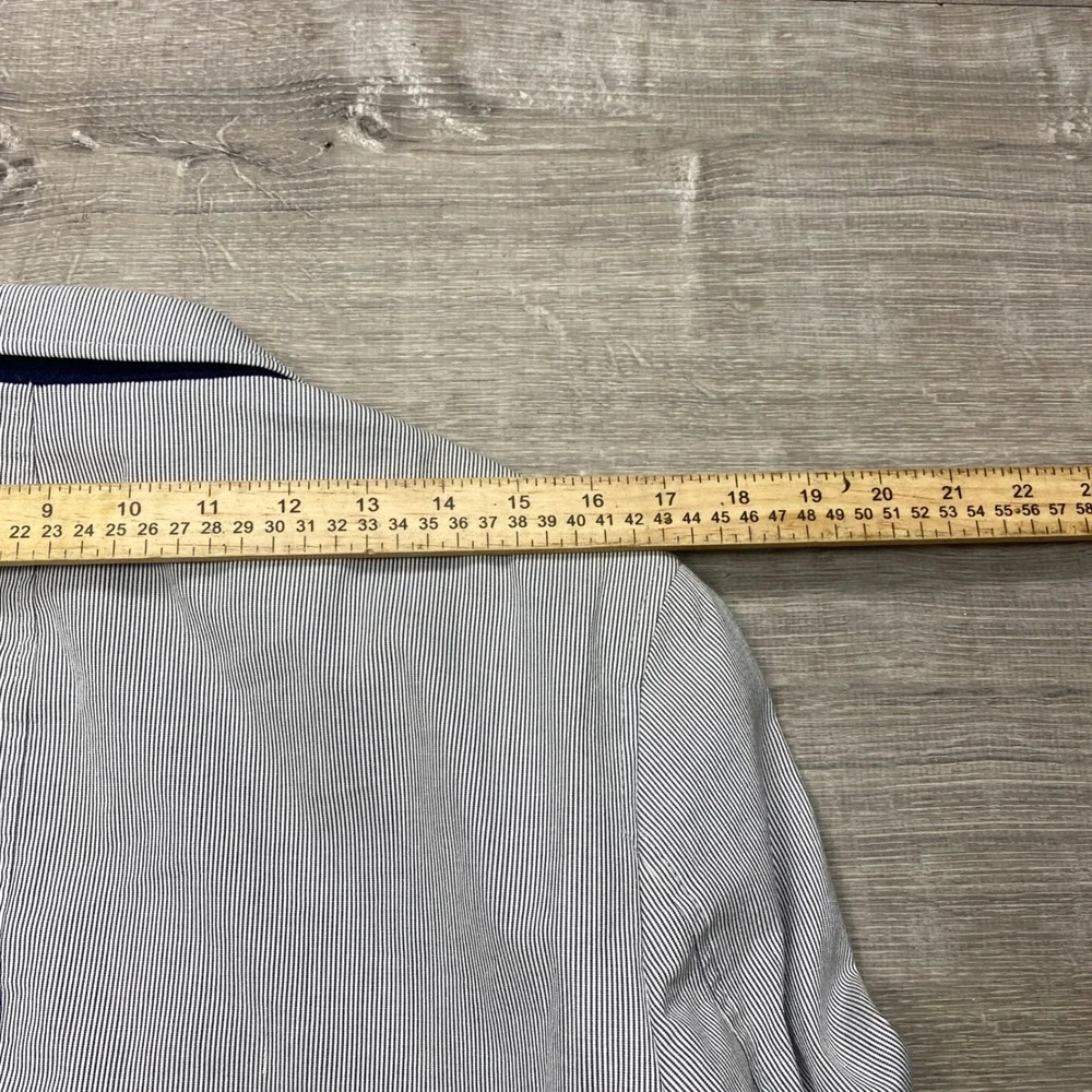 Banana Republic Blazer Mens 40L Blue Seersucker Elbow Patch Tailored Sport Coat